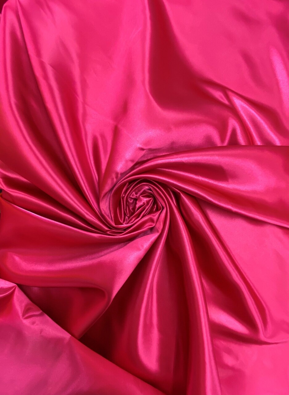 1 Yard Hot Pink Bridal Satin Material 58/60 Inch Wide Shiny Soft Polyester for Fashion, Curtains & DIY Crafts